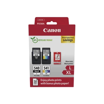 Canon PG-540L + CL-541XL - Tintapatron Multipack - 1x11 ml + 1x15 ml + 50 lap GP501 10x15 fényes fotópapír