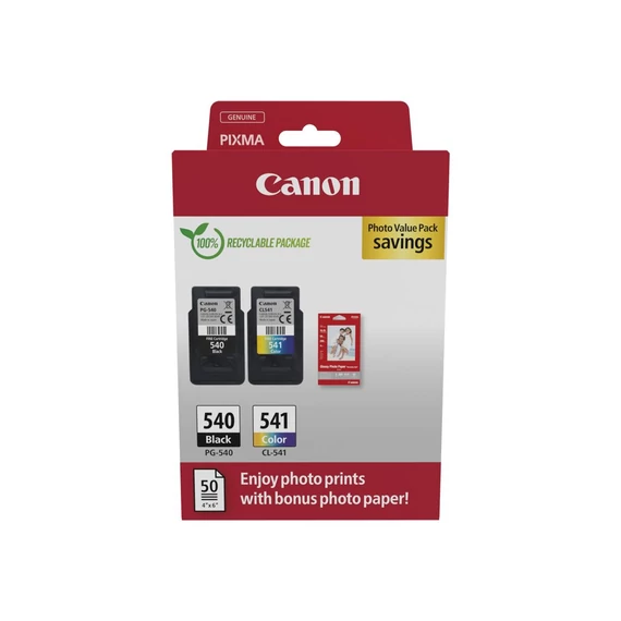 Canon PG-540 + CL-541 - Tintapatron - Multipack - 2x8 ml + 50 lap GP501 10x15 fényes fotópapír
