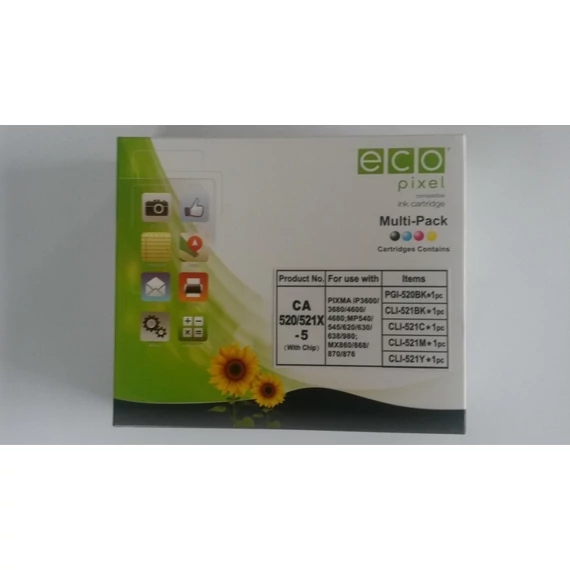 Utángyártott CANON CA-520-521 - Tintapatron Multipack BKCMY 5 db-os ECOPIXEL